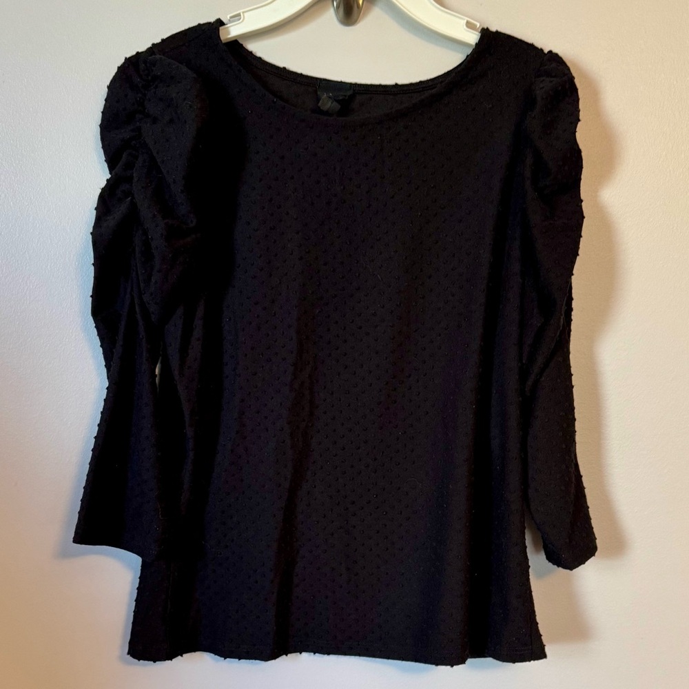 W5 Black Textured Long Sleeve Top